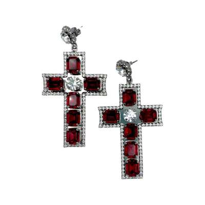 Orecchini Croce Rubino